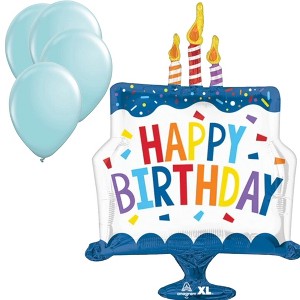 LoonBalloon 29 Inch Two-Tiered Cake Birthday Balloon with 4 latex balloons- Festive & Fun - 1 of 3