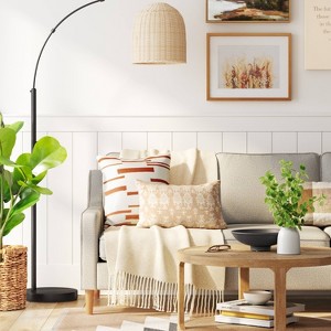 Addison Arc Floor Lamp with Natural Rattan Shade - Threshold™ - 1 of 4