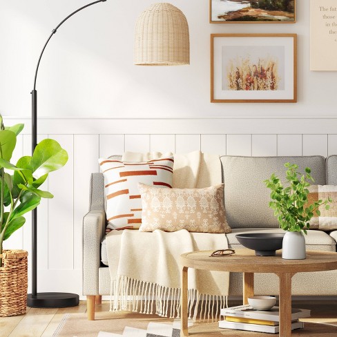 82"x13" Addison Arc Floor Lamp With Natural Rattan Shade - Threshold ...