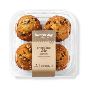 Chocolate Chip Muffins - 14oz/4ct - Favorite Day™ - 1 of 3