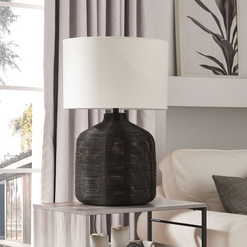 Hampton & Thyme 27" Tall Oversized/Rattan Table Lamp with Fabric Shade , 3 of 7