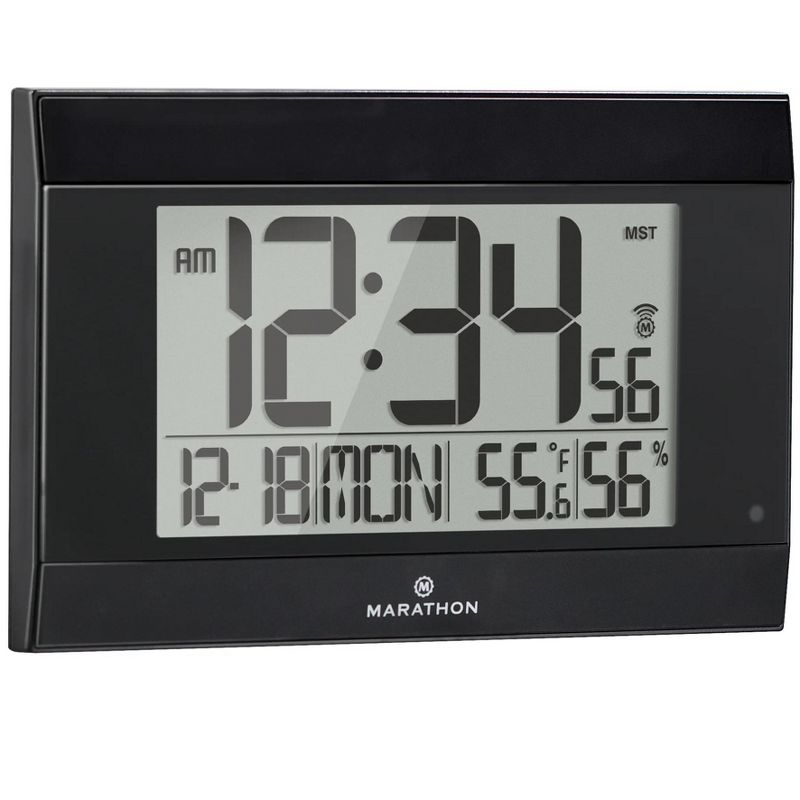 Marathon Atomic Digital Wall Clock With Auto-Night Light, Temperature & Humidity, 5 of 9