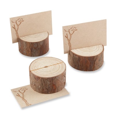 16 Rustic Real Wood Place Card Photo Frame Holders w Cards Party Favor Brown 