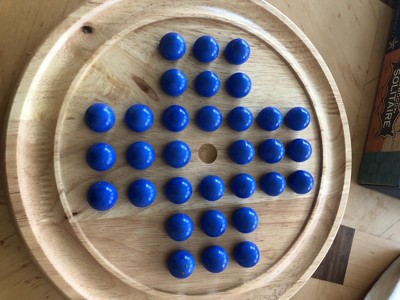 WE Games Solid Wood Marble Solitaire Game, Blue Glass Marbles Game, Marble  Board Game, Wooden Games, Table Games, Home Decor, Marble Game Great for