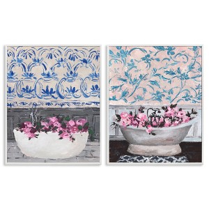 Stupell Industries Flowers In Bath Tub Interior Design, 16" x 20" - 1 of 4