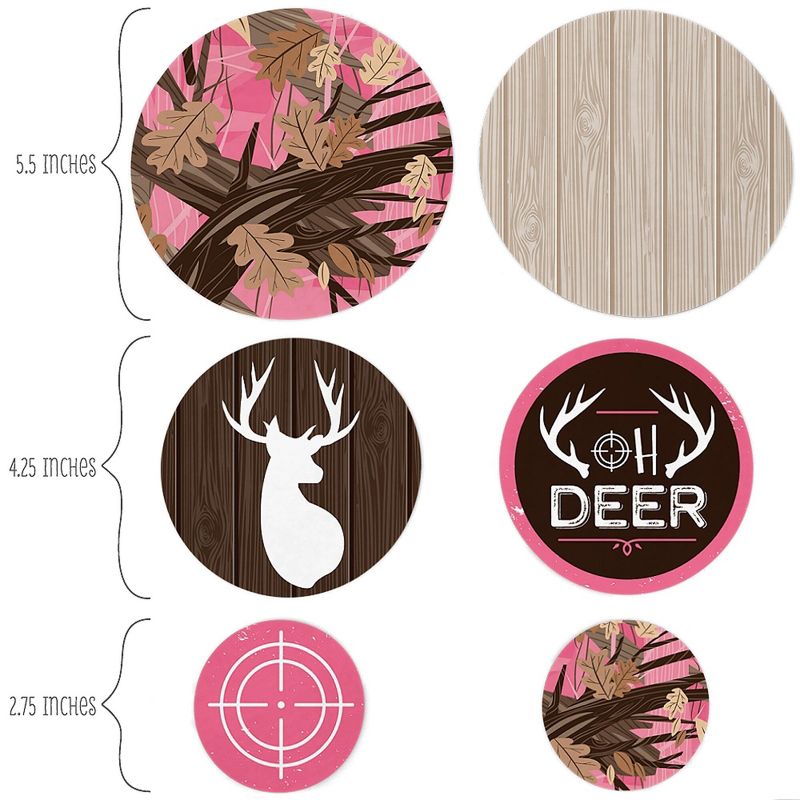 Big Dot of Happiness Pink Gone Hunting - Deer Hunting Girl Camo Baby Shower Birthday Party Giant Circle Confetti - Party Décor - Large Confetti 27 Ct, 2 of 8