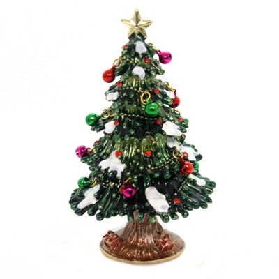 Hinged Trinket Box Christmas Tree With Snow - 4.5 Inches - Ornaments ...