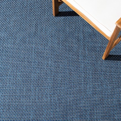 Navy and Beige Square Indoor/Outdoor Polypropylene Area Rug 4'x4'