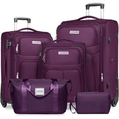 BEAFUP 5-Piece Softside Expandable Luggage Set with Spinner Wheels and TSA Lock - 20", 24", 28" Lightweight Suitcases for Travel