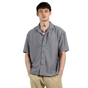 Campus Sutra Men Men's Beige Oversized Honeycomb Shirt - 1 of 4