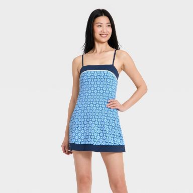 Women's Everyday Soft Active Court Dress - All In Motion™ Blue Floral Print XS