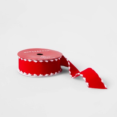 1.5" Pom Pom Ribbon Red & White 21ft - Wondershop™