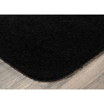 Traditional Black Nylon 2-Piece Washable Bath Rug Set
