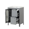 Bathroom Storage Cabinet, 24 Inch Bathroom Vanity With Sink, Overflow, Adjustable Shelf, 2 Drawers, Waterproof Single Sink Bathroom Vanity Cabinet - 3 of 4