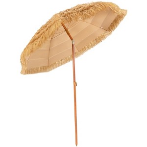 Tangkula Beach Umbrella Outdoor Patio Sun Shelter with Tilt Sand Anchor  for Beach Yard Poolside - 1 of 4