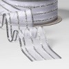 15' Christmas Candy Cane Wishes Premium Ribbon Silver Metallic Stripes - Wondershop™ - 3 of 3