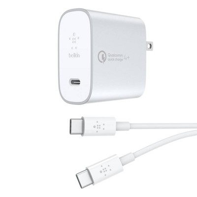 Belkin 2.7A/27W 1-port BOOSTUP Quick Charge 4+ Home Charger with 3.3' USB-C to USB-C Cable- Light Silver