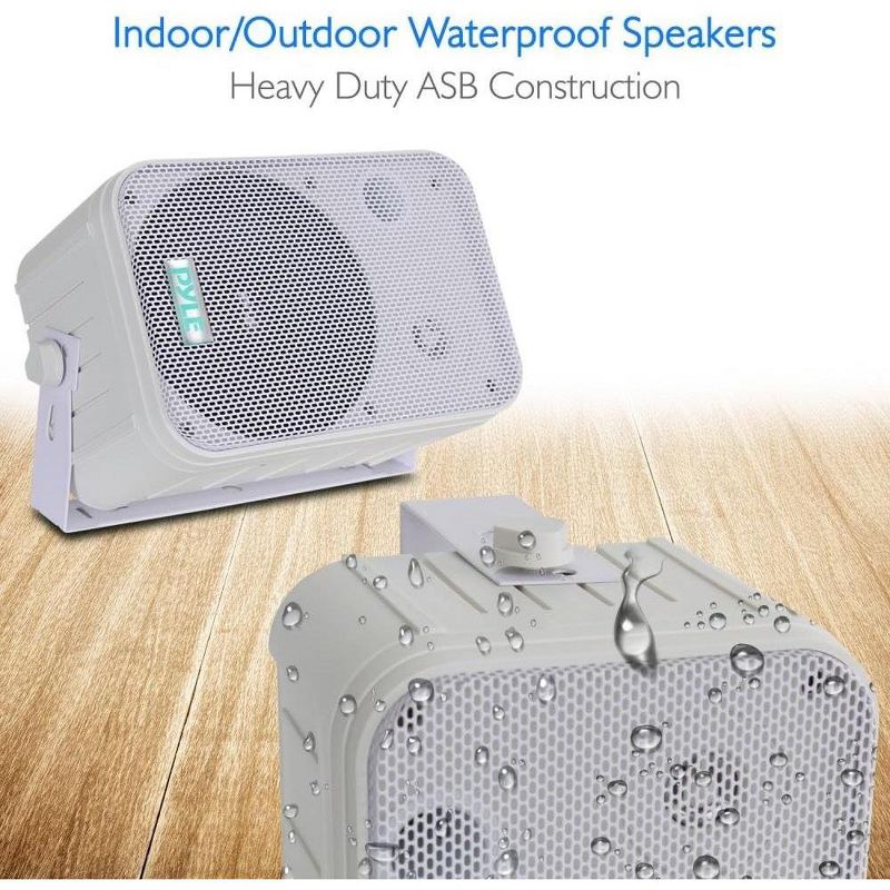 Pyle Home Dual Waterproof Outdoor Speaker System - White, 5 of 9