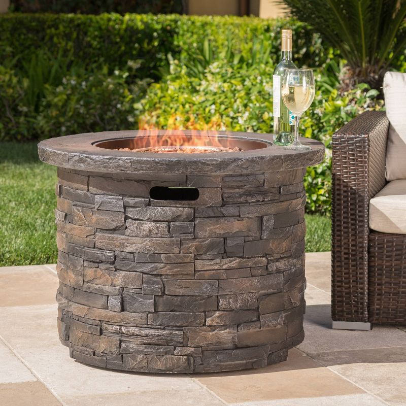 Blaeberry Outdoor Circular Fire Pit Natural Stone - Christopher Knight Home, 3 of 8