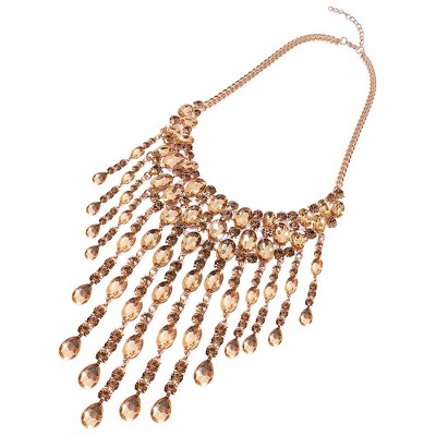 SOHI Women's Amber Brown Party Statement Necklace