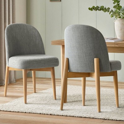 Upholstered Linen Dining Chairs with Solid Wood Legs, Modern Armless Fabric Chairs for Dining Room or Kitchen Table-Maison Boucle