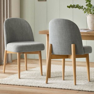 Upholstered Linen Dining Chairs with Solid Wood Legs, Modern Armless Fabric Chairs for Dining Room or Kitchen Table-Maison Boucle - 1 of 4