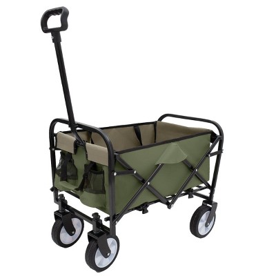 YONWAY Foldable Wagon Cart with Strapping System, Beach Wagon, Utility Cart,for Camping Shopping Sports Gardening Fishing Supports 225 Lbs