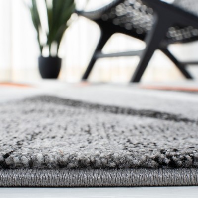 Mid-Century Modern Gray Synthetic 9' x 12' Hand-Knotted Area Rug