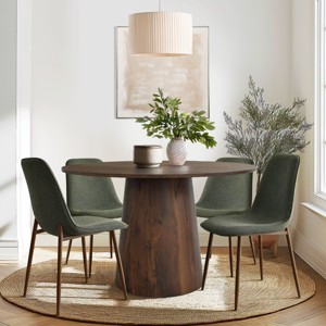 5-Piece Dining Set for 4 ,Walnut Wood 46" Round Dining Table with Armless Dining Chairs for Dining Room,Living Room-Tanpinhause - 1 of 4