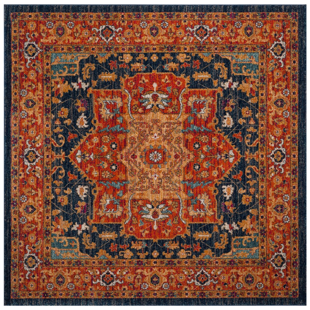 3'x3' Loomed Medallion Square Accent Rug Blue - Safavieh