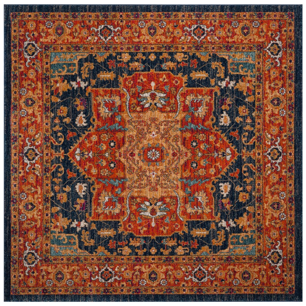  Loomed Medallion Square Accent Rug Blue