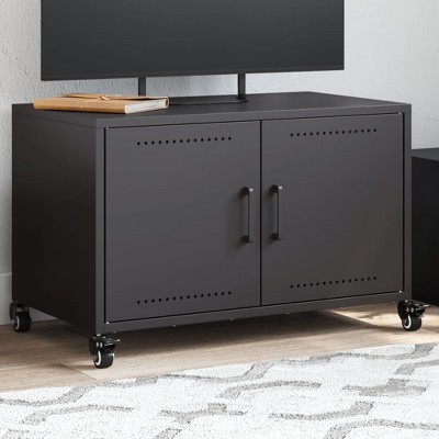 vidaXL TV Cabinet Black Cold-rolled Steel Small TV Cabinet Rectangular