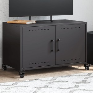 vidaXL TV Cabinet Black Cold-rolled Steel Small TV Cabinet Rectangular - 1 of 2