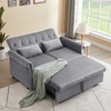 55" Shiny Velvet Convertible Loveseat Sofa with Pull-Out Bed & Lumbar Pillows - 2 of 4