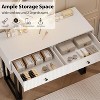 White Vanity Desk with Mirror and Lights, Small Makeup Table with 2 Drawers, 3 Color Lighting Modes, Adjustable Brightness - 2 of 4