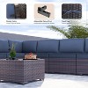 ALAULM Outdoor Patio Furniture Set Outdoor Sectional Rattan Sofa Set Brown Manual Wicker Patio Conversation Set with Cushions - 3 of 4