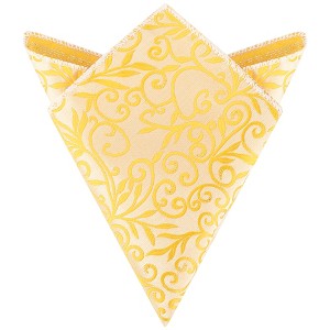 INSPIRE CHIC Men's Satin Leaf Embroidered Pocket Squares - 1 of 4