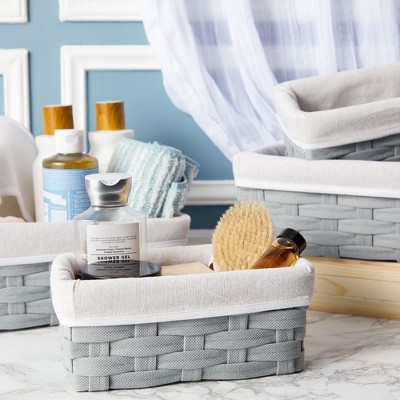Gray Wicker Nesting Storage Baskets with Cloth Lining, Set of 5