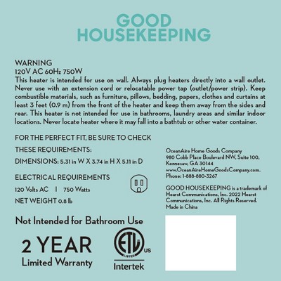 Compact White Electric Wall-Mount Space Heater with Remote