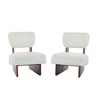 JUJABU Set of 2 Beige Modern Lounge Chairs with Walnut Wood Base – Living Room, Bedroom, or Office Seating - 2 of 4