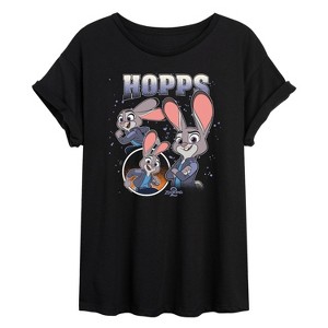 Women's - Disney - Hopps Bootleg Oversized Graphic T-Shirt - 1 of 4