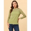 INSPIRE CHIC Women's Elegant Lace Sleeve Scalloped Trim Summer Casual Chiffon Blouse - 3 of 4