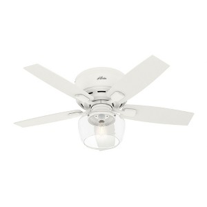 Hunter Matte White Bennett Lighted Ceiling Fan with Integrated LED and Handheld Remote - Modern Design for Low Ceilings - 1 of 1