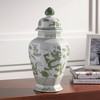 Dahlia Studios 15" High Green and White Ceramic Ginger Jar with Lid - 2 of 4