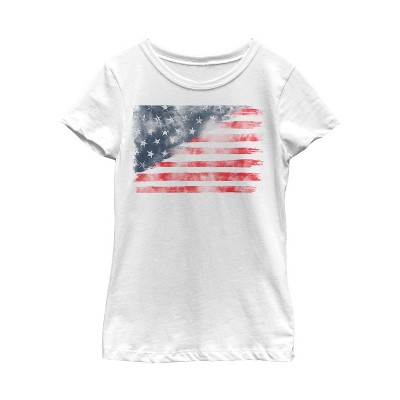 Girl's Lost Gods Fourth of July  Watercolor American Flag T-Shirt