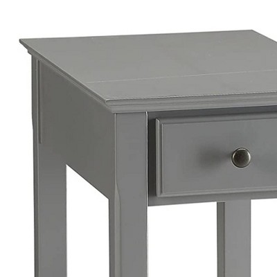 Gray Wooden Rectangular Side Table with Storage