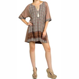 Women's Mixed Print Tassel Tie Dress - KORI - 1 of 3