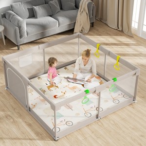 Fodoss Baby Playpen with Mat ，59 x59 In Playpen for Babies and Toddlers, Indoor & Outdoor Activity Center, Safety Baby Fence - 1 of 4