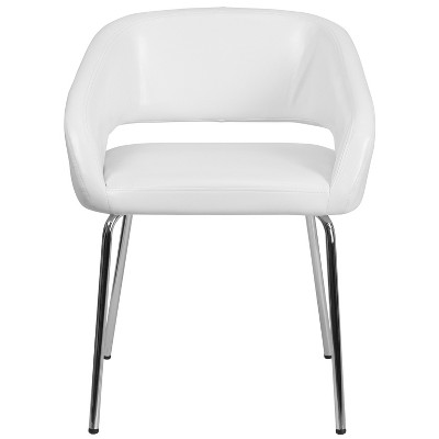 Fusion White LeatherSoft Chrome-Legged Side Reception Chair