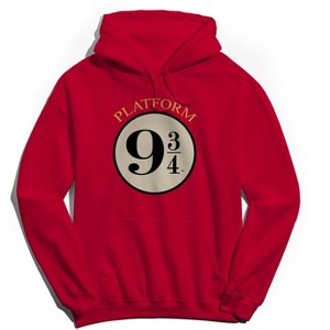 Harry Potter Men's Platform 9 34 Long Sleeve Graphic Cotton Sweatshirt Hoodie - Red XXL - 1 of 3